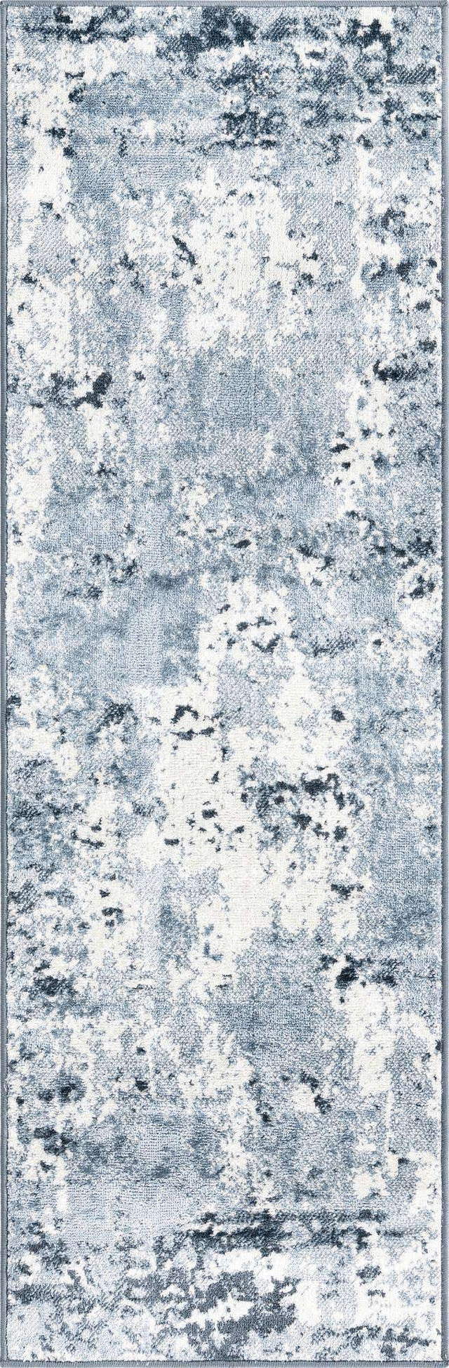 Vintage Blue 2' x 4' 1 Eos Runner Area Rug 100% Polypropylene Stain Resistant Carpet With Cotton Backing Marbled Design for Living, Dining Room, Office for Sale at Rug Engine