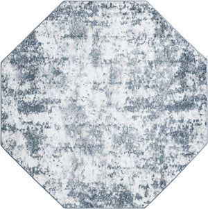 Vintage Blue 7' 1 x 7' 1 Eos Octagon Area Rug 100% Polypropylene Stain Resistant Carpet With Cotton Backing Marbled Design for Living, Dining Room, Office for Sale at Rug Engine