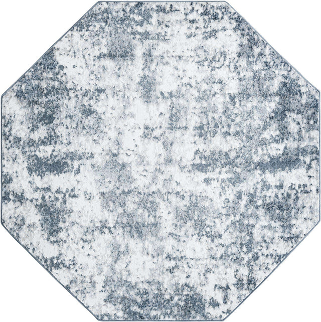 Vintage Blue 7' 1 x 7' 1 Eos Octagon Area Rug 100% Polypropylene Stain Resistant Carpet With Cotton Backing Marbled Design for Living, Dining Room, Office for Sale at Rug Engine