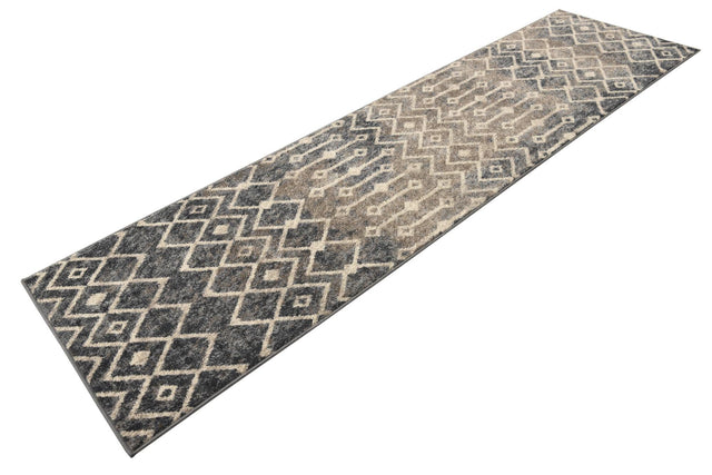 Vintage Blue 2' 7 x 10' Bohemian Trellis Runner Area Rug 100% Polypropylene With Cotton Backing Geometric Modern Boho Decor Carpet for Living Rooms Office Dining Kitchen Interior Design for Sale at Rug Engine