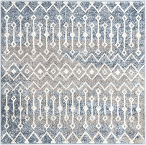 Vintage Blue 5' 3 x 5' 3 Bohemian Trellis Square Area Rug 100% Polypropylene With Cotton Backing Geometric Modern Boho Decor Carpet for Living Rooms Office Dining Kitchen Interior Design for Sale at Rug Engine