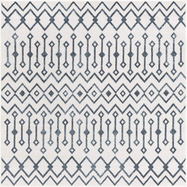 Coastal White 5' 3 x 5' 3 Bohemian Trellis Square Area Rug 100% Polypropylene With Cotton Backing Geometric Modern Boho Decor Carpet for Living Rooms Office Dining Kitchen Interior Design for Sale at Rug Engine