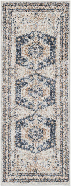 Cream 2' x 5' 3 Oxford Runner Area Rug
