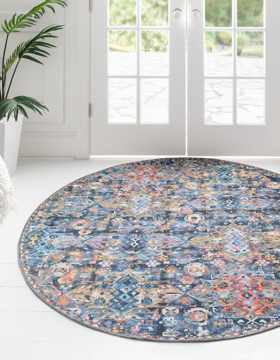 Washable Multicolor 3' 6 x 3' 6 Timeless Round Area Rug Easy to Clean Stain Resistant & Durable Traditional Classic Vintage Design Carpet for Sale at Rug Engine