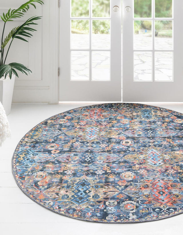 Washable Multicolor 3' 6 x 3' 6 Timeless Round Area Rug Easy to Clean Stain Resistant & Durable Traditional Classic Vintage Design Carpet for Sale at Rug Engine