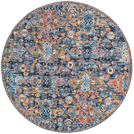 Washable Multicolor 5' x 5' Timeless Round Area Rug Easy to Clean Stain Resistant & Durable Traditional Classic Vintage Design Carpet for Sale at Rug Engine