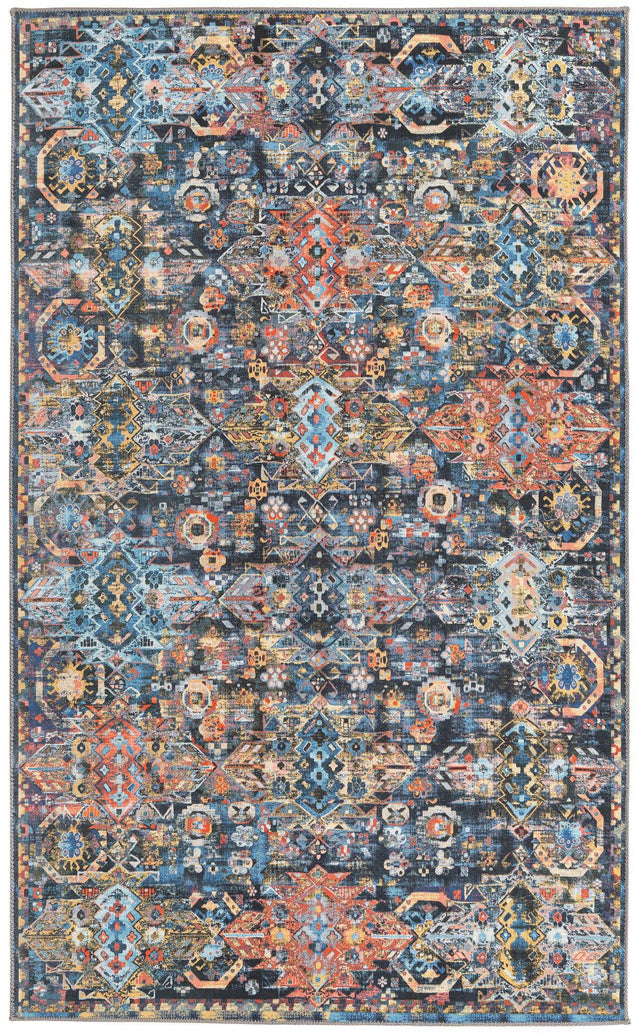 Washable Multicolor 5' x 8' Timeless Rectangle Area Rug Easy to Clean Stain Resistant & Durable Traditional Classic Vintage Design Carpet for Sale at Rug Engine