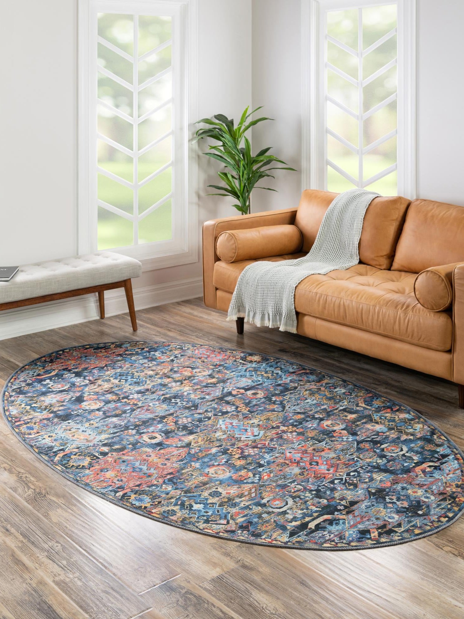 Washable Multicolor 7' 7 x 10' 6 Timeless Oval Area Rug Easy to Clean Stain Resistant & Durable Traditional Classic Vintage Design Carpet for Sale at Rug Engine