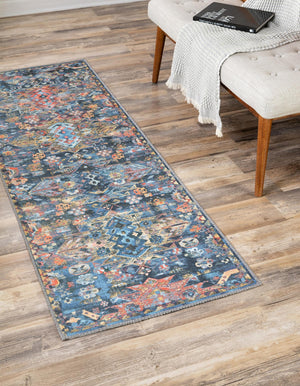 Washable Multicolor 2' x 6' Timeless Runner Area Rug Easy to Clean Stain Resistant & Durable