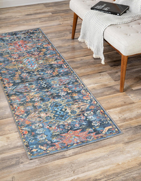 Washable Multicolor 2' x 6' Timeless Runner Area Rug Easy to Clean Stain Resistant & Durable