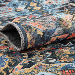 Washable Multicolor 2' x 6' Timeless Runner Area Rug Easy to Clean Stain Resistant & Durable