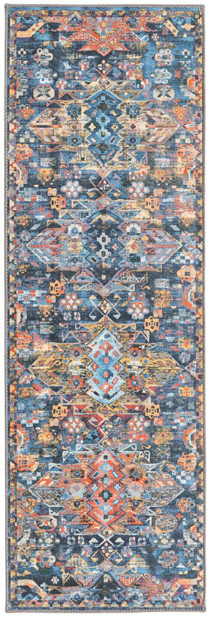 Washable Multicolor 2' x 6' Timeless Runner Area Rug Easy to Clean Stain Resistant & Durable