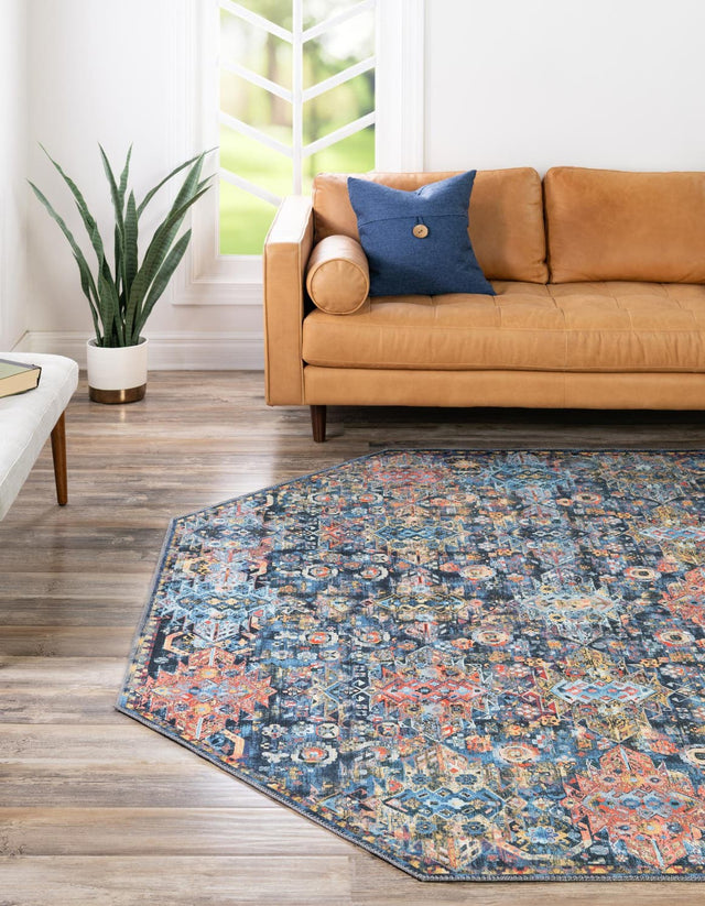 Washable Multicolor 7' 7 x 7' 7 Timeless Octagon Area Rug Easy to Clean Stain Resistant & Durable Traditional Classic Vintage Design Carpet for Sale at Rug Engine