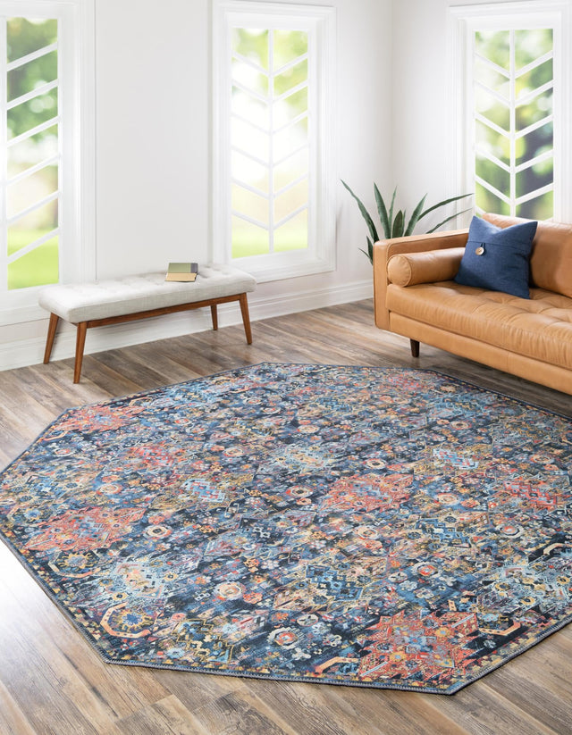 Washable Multicolor 7' 7 x 7' 7 Timeless Octagon Area Rug Easy to Clean Stain Resistant & Durable Traditional Classic Vintage Design Carpet for Sale at Rug Engine