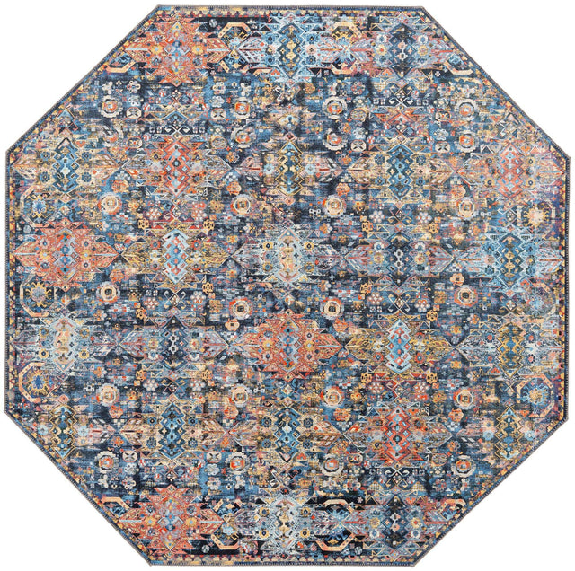 Washable Multicolor 7' 7 x 7' 7 Timeless Octagon Area Rug Easy to Clean Stain Resistant & Durable Traditional Classic Vintage Design Carpet for Sale at Rug Engine