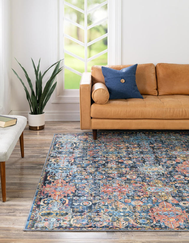 Washable Multicolor 7' 7 x 7' 7 Timeless Square Area Rug Easy to Clean Stain Resistant & Durable Traditional Classic Vintage Design Carpet for Sale at Rug Engine