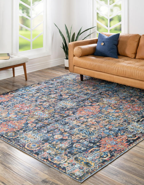 Washable Multicolor 7' 7 x 7' 7 Timeless Square Area Rug Easy to Clean Stain Resistant & Durable Traditional Classic Vintage Design Carpet for Sale at Rug Engine