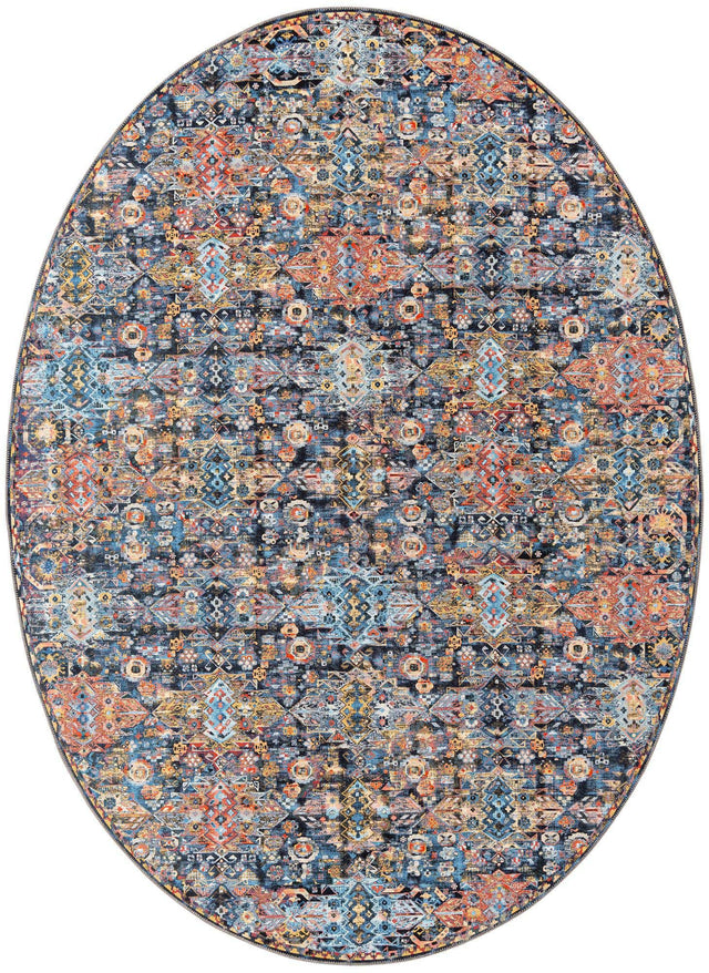 Washable Multicolor 7' 7 x 10' 6 Timeless Oval Area Rug Easy to Clean Stain Resistant & Durable Traditional Classic Vintage Design Carpet for Sale at Rug Engine
