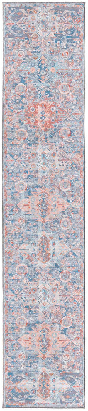 Washable Blue 2' 6 x 12' Timeless Runner Area Rug Easy to Clean Stain Resistant & Durable Traditional Classic Vintage Design Carpet for Sale at Rug Engine