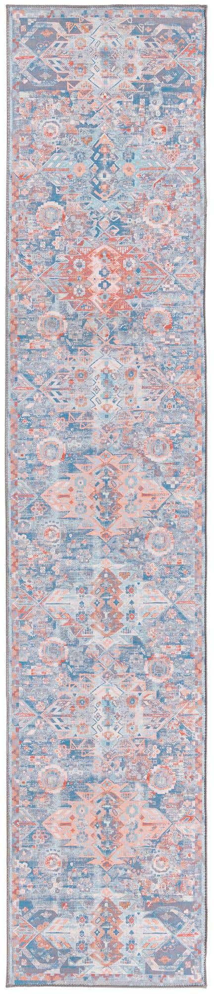 Washable Blue 2' 6 x 12' Timeless Runner Area Rug Easy to Clean Stain Resistant & Durable Traditional Classic Vintage Design Carpet for Sale at Rug Engine