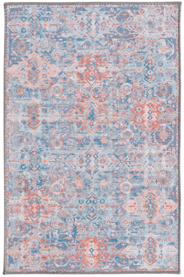 Washable Blue 2' x 3' Timeless Rectangle Area Rug Easy to Clean Stain Resistant & Durable Traditional Classic Vintage Design Carpet for Sale at Rug Engine