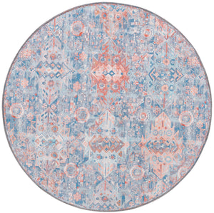 Washable Blue 3' 6 x 3' 6 Timeless Round Area Rug Easy to Clean Stain Resistant & Durable Traditional Classic Vintage Design Carpet for Sale at Rug Engine