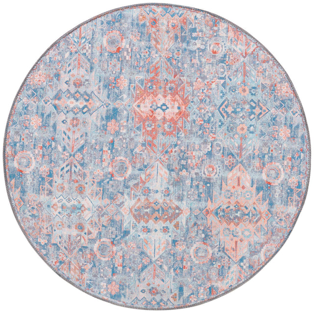 Washable Blue 3' 6 x 3' 6 Timeless Round Area Rug Easy to Clean Stain Resistant & Durable Traditional Classic Vintage Design Carpet for Sale at Rug Engine