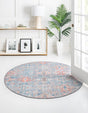 Washable Blue 7' 7 x 7' 7 Timeless Round Area Rug Easy to Clean Stain Resistant & Durable Traditional Classic Vintage Design Carpet for Sale at Rug Engine