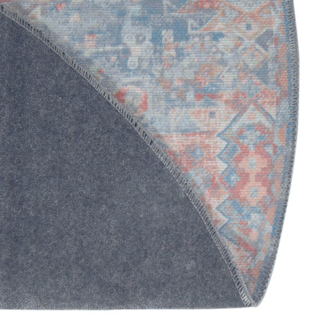 Washable Blue 7' 7 x 7' 7 Timeless Round Area Rug Easy to Clean Stain Resistant & Durable Traditional Classic Vintage Design Carpet for Sale at Rug Engine