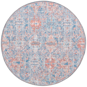 Washable Blue 5' x 5' Timeless Round Area Rug Easy to Clean Stain Resistant & Durable Traditional Classic Vintage Design Carpet for Sale at Rug Engine