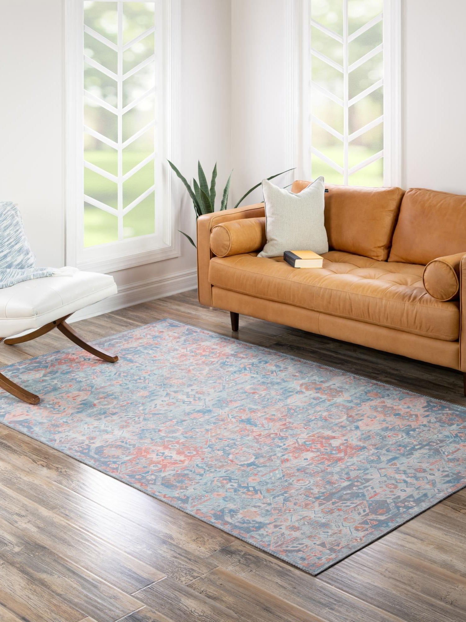 Washable Blue 7' 7 x 10' 6 Timeless Rectangle Area Rug Easy to Clean Stain Resistant & Durable Traditional Classic Vintage Design Carpet for Sale at Rug Engine