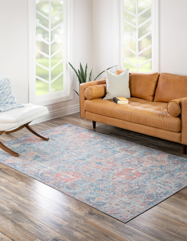 Washable Blue 2' x 3' Timeless Rectangle Area Rug Easy to Clean Stain Resistant & Durable Traditional Classic Vintage Design Carpet for Sale at Rug Engine
