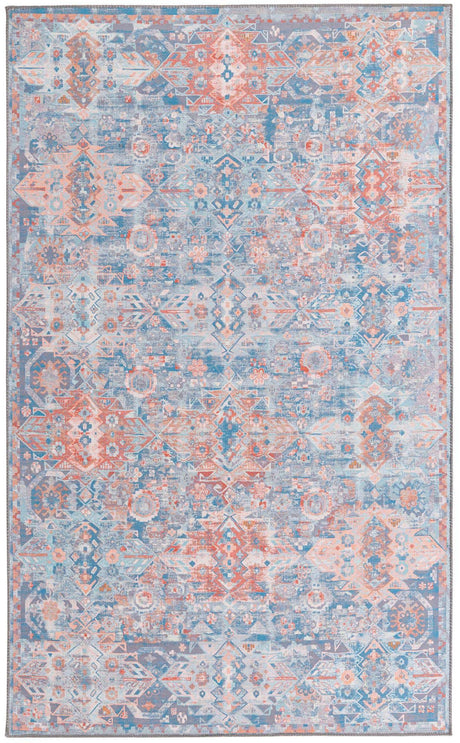 Washable Blue 5' x 8' Timeless Rectangle Area Rug Easy to Clean Stain Resistant & Durable Traditional Classic Vintage Design Carpet for Sale at Rug Engine