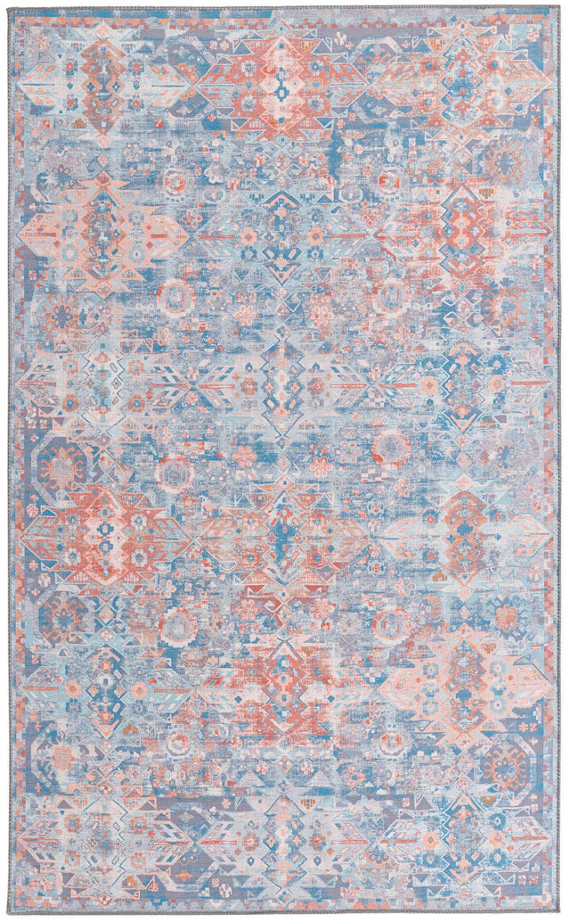 Washable Blue 5' x 8' Timeless Rectangle Area Rug Easy to Clean Stain Resistant & Durable Traditional Classic Vintage Design Carpet for Sale at Rug Engine