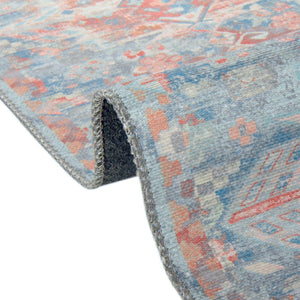 Washable Blue 2' 6 x 12' Timeless Runner Area Rug Easy to Clean Stain Resistant & Durable Traditional Classic Vintage Design Carpet for Sale at Rug Engine