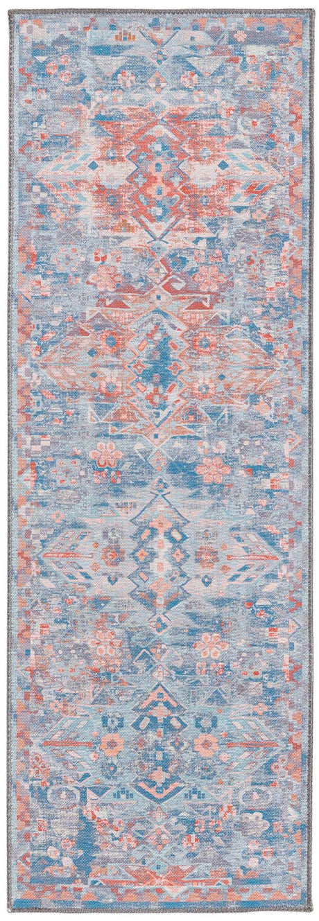 Washable Blue 2' x 6' Timeless Runner Area Rug Easy to Clean Stain Resistant & Durable Traditional Classic Vintage Design Carpet for Sale at Rug Engine