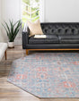 Washable Blue 7' 7 x 7' 7 Timeless Octagon Area Rug Easy to Clean Stain Resistant & Durable Traditional Classic Vintage Design Carpet for Sale at Rug Engine