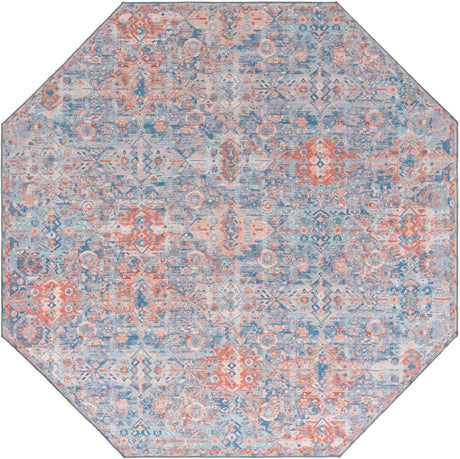 Washable Blue 7' 7 x 7' 7 Timeless Octagon Area Rug Easy to Clean Stain Resistant & Durable Traditional Classic Vintage Design Carpet for Sale at Rug Engine