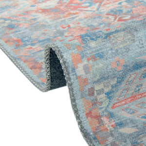 Washable Blue 7' 7 x 7' 7 Timeless Square Area Rug Easy to Clean Stain Resistant & Durable Traditional Classic Vintage Design Carpet for Sale at Rug Engine