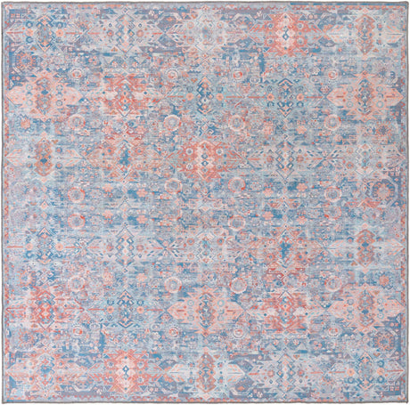 Washable Blue 7' 7 x 7' 7 Timeless Square Area Rug Easy to Clean Stain Resistant & Durable Traditional Classic Vintage Design Carpet for Sale at Rug Engine