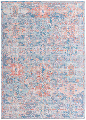 Washable Blue 7' 7 x 10' 6 Timeless Rectangle Area Rug Easy to Clean Stain Resistant & Durable Traditional Classic Vintage Design Carpet for Sale at Rug Engine