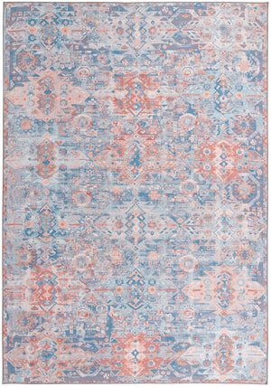 Washable Blue 8' 4 x 12' Timeless Rectangle Area Rug Easy to Clean Stain Resistant & Durable Traditional Classic Vintage Design Carpet for Sale at Rug Engine