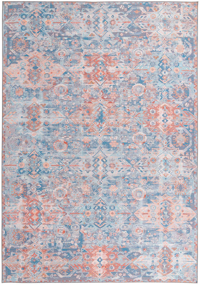 Washable Blue 8' 4 x 12' Timeless Rectangle Area Rug Easy to Clean Stain Resistant & Durable Traditional Classic Vintage Design Carpet for Sale at Rug Engine