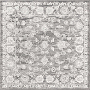 Gray 3' 3 x 3' 3 Boston Square Area Rug 55% Polypropylene & 45% Polyester Easy Clean Traditional Classical Carpet for Contemporary Living Dining Room Office Space for Sale at Rug Engine