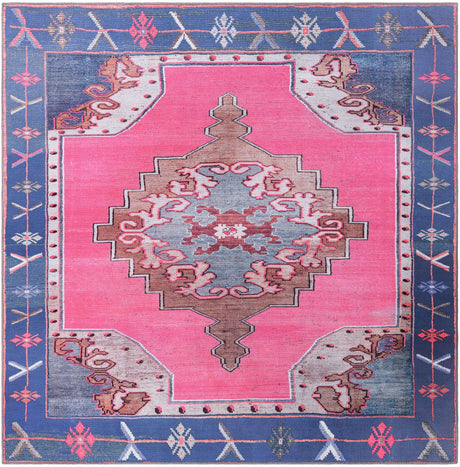 Washable Fuchsia 7' 10 x 7' 10 Timeless Square Area Rug Easy to Clean Stain Resistant & Durable Traditional Classic Vintage Design Carpet for Sale at Rug Engine