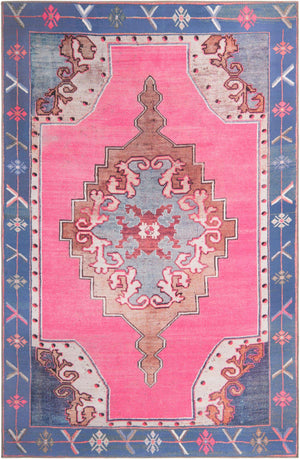Washable Fuchsia 8' x 10' Timeless Rectangle Area Rug Easy to Clean Stain Resistant & Durable Traditional Classic Vintage Design Carpet for Sale at Rug Engine