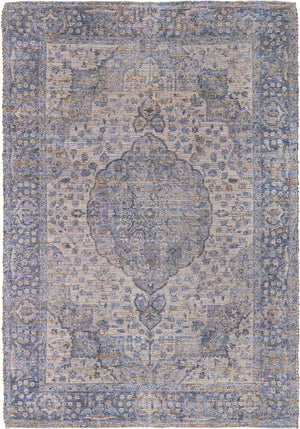 Blue 6' 1 x 9' Chenille Jute Rectangle Area Rug Vintage Distressed Boho All Natural Eco-Friendly Sustainable Carpet for Living Dining Office Dorm Rooms for Sale at Rug Engine