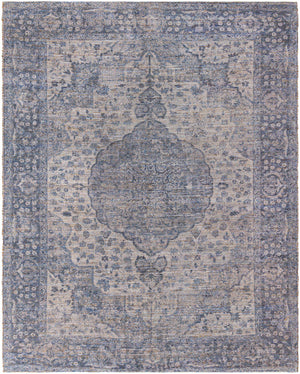 Blue 9' x 12' Chenille Jute Rectangle Area Rug Vintage Distressed Boho All Natural Eco-Friendly Sustainable Carpet for Living Dining Office Dorm Rooms for Sale at Rug Engine