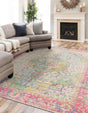 Ivory Pink 5' 3 x 8' Chenille Jute Rectangle Area Rug Vintage Distressed Boho All Natural Eco-Friendly Sustainable Carpet for Living Dining Office Dorm Rooms for Sale at Rug Engine
