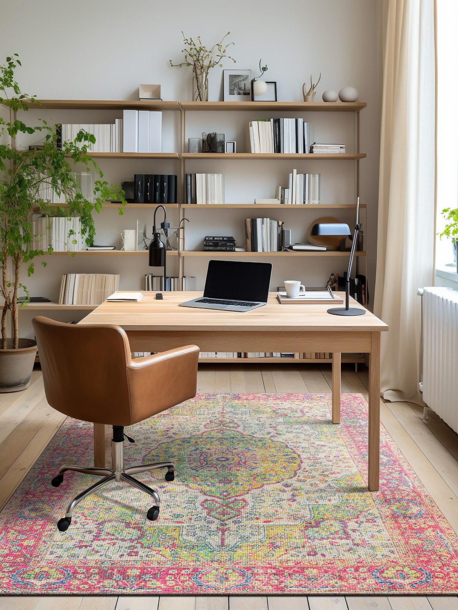 Ivory Pink 9' x 12' Chenille Jute Rectangle Area Rug Vintage Distressed Boho All Natural Eco-Friendly Sustainable Carpet for Living Dining Office Dorm Rooms for Sale at Rug Engine
